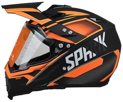 SMTSEC Motorradhelm Cross Damen Herren Full Face MTB Helm Motocross Helm DOT/ECE-Zertifizierter Mit Schutzbrillen Maske Handschuhe Downhill Helm Mopedhelm Schutzhelm Für Cruiser Chopper,Orange-L
