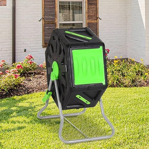 Tidyard Composteur à Tambour 60x43x74 cm 70 L Polypropylène