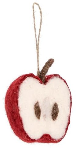 Christmas Decoration, Autumn Decoration, Hanging Felt Red Apple Bauble, Hanging Fruit Christmas Decoration, Christmas Felt Fruit Bauble, Wool Half Red Apple Xmas Tree Ornament