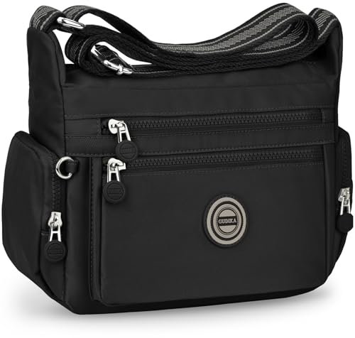 KTUEOV Umhängetasche Damen Mittelgroß, Wasserdichte Nylon Handtasche mit Viele Fächern Leichte Damen-Schultertasche Crossbody Bag Breiter Gurt für Casual, Arbeit, Einkaufen, Reise