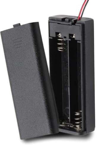 TECHZOCO Portabatterie con Interruttore ON/Off, Supporto per Batterie AA, Scatola per Batterie, Porta Pile, Include Cavo da 200mm, Voltaggio Totale: 3V (1.5V per Pila), Adatto per 2 Batterie LR6 AA