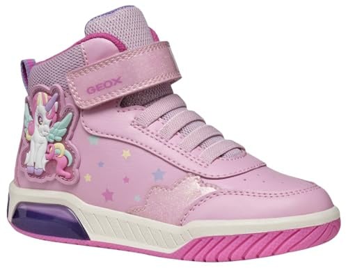 Geox J INEK Girl Sneaker, PINK/Multicolor, 27 EU