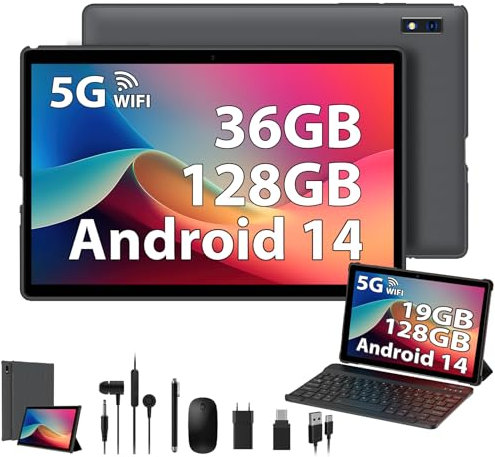 MAXLEGEN Tablet 10,1 Pollici, 36GB RAM+128GB ROM/2TB TF, Android 14, Octa Core 2.0Ghz, 5G WiFi, 8000mAh, BT5.0, 8+5MP, Widevine L1, FM, Tablets con Tastiera e Mouse/Penna/Auricolare