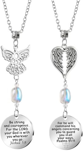 Schutzengel-Auto-Anhänger für Rückspiegel, Rückspiegel-Zubehör, christliche Auto-Bibeldekoration, Rückspiegel-Hängezubehör, Fahrer-Geschenke für Teenager, Mädchen, Frauen, Freunde, 2 Stück