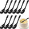 Yueser Cucchiaio da Ramen,10 Pezzi Nero Cucchiaio da Minestra Cucchiai di Melamina Cucchiai da Zuppa Asiatici Cucchiai di Riso in Plastica Cucchiaio da Degustazione Cucchiai (Nero)