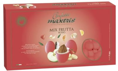 Doni Bomboniere Confezione 1Kg Confetti Gusto Mix Frutta con Mandorla Ricoperta di colore Rosso per Compleanno Anniversario Cresima Laurea Segnaposto Confettate Made in Italy