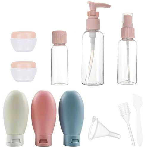 DDUP Travel Bottles Set,60ML Travel Squeeze Bottles,Small Mini Plastic Empty Refillable Transparent, Skincare Container for Lotions and Toiletries with Storage Bag(Multicolor)