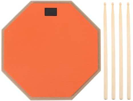 Leises Drum Pad, 12 Zoll Drum-Übungspad, Rutschfeste Unterseite aus EVA-Polymer, mit 2 Paar Drumsticks (ORANGE)