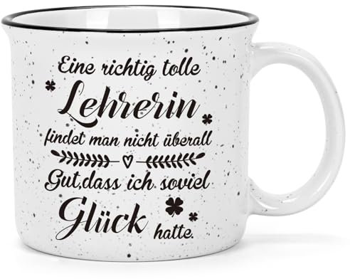 Joymaking Tasse Abschiedsgeschenk für Lehrerin - Eine richtig tolle Lehrerin findet man - Kaffeetasse zum Abschied beste Lehrerin Geschenk für die beste Lieblingslehrerin zum Abschied, 450ml Weiß