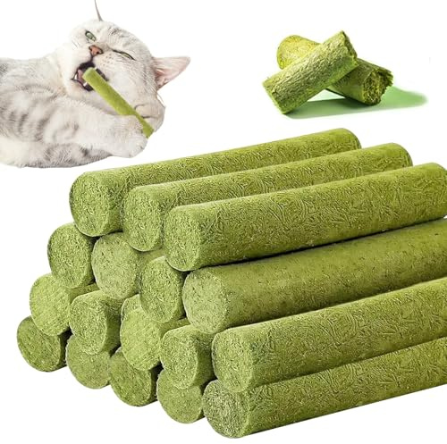 WANDGU 120 g Katzengras Snack: Katzengras Sticks, Gefriergetrocknet Snacks für Katzen, Cat Grass Teething Stick, Beißstäbe Aus Katzengras für Hauskatzen für die Zahnpflege und Haarknäuel Entfernen