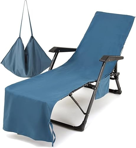 Xlabor Mikrofaser Schonbezug Schnelltrocknend Strandtuch für Gartenstuhl Sonnenliege Liegestuhlauflage blau