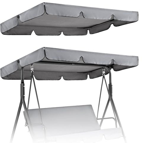 Swing Chair Canopy Replacement,Replacement Canopy for Swing Seat,Garden Swings Chair Cover Waterproof Windproof Anti-UV,3 Seater Garden Swings Seat canopies Covers,For Outdoor,Yard(Grey,195*125cm)