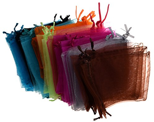 Sefdrert 48 Organza Drawstring Pouches Gift Bags Assorted Colors 4x5