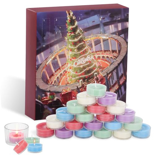 Candle Advent Calendar 2025 Women Scented Tealight Candles Gifts Set 24 Day Christmas Countdown Scented Tea Lights Christmas Candles Gifts for Mom Wife Girlfriend