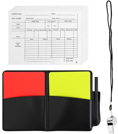 Football Referee Kit with Red Yellow Cards, Whistle and Score Sheets