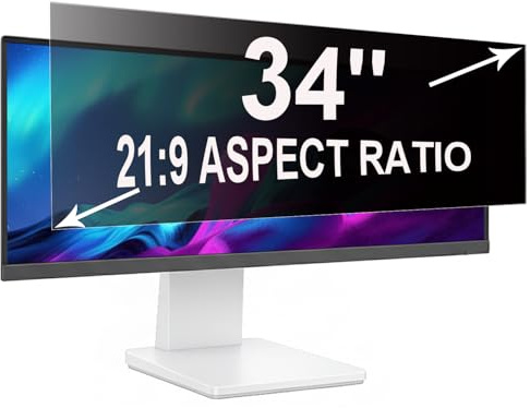 ruord 1 Pack Privacy Screen for 34 Inch 21:9 Computer Monitor | 79.8x34cm,Blue Light Filter,Anti-Glare,Removable Screen Privacy Shield,PC Protector Film for flat and curved screens
