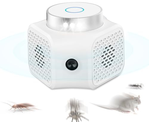 ZLXHDL Mäuse Vertreiben, Ultraschall Schädlingsbekämpfer, Mäuseabwehr mit 4 Modi & LED-Blitzlicht, Mäuseschreck gegen Mäuse, Ratten und Insekten, Ultraschallgerät für Haus, Keller, Garage, bis 100 m²
