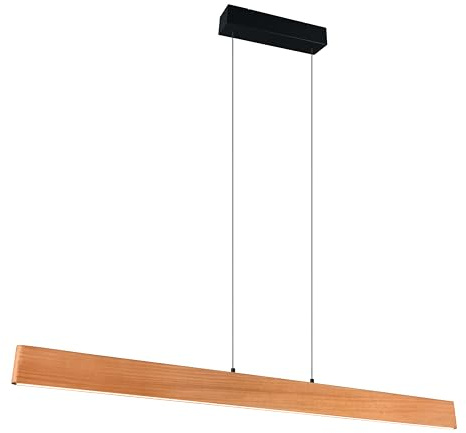 Trio Leuchten LED Pendelleuchte Edgewood 359719130, Metall Schwarz matt, Holz Gummibaum, 35 Watt LED, Up & Down Beleuchtung, 4-fach Touch, Sensordimmer, Lichtfarbe stufenlos einstellbar