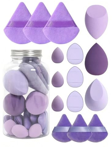 15 PCS Makeup Sponge Beauty Blenders, Make-up Sponges for Foundation, Makeup Powder-Puff, Blending Sponge for Liquid, Cream and Powder, Wet-Dry Dual-Use