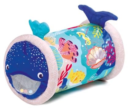 LUDI — Baby Roller Whale — Aufblasbarer Aktivitätsroller — 6 sensorische Aktivitäten — entwickelt motorische Fähigkeiten und Koordination — ab 6 Monaten — 45 x 30 cm