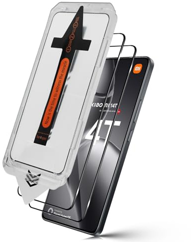 Locofun Protector de Pantalla para Xiaomi 14T/ 14T Pro, 2 Piezas Cristal Vidrio Templado, [Dureza 9H] HD Anti-Arañazos Película Protectora Automática para Una Instalación Rápida