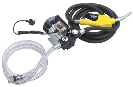 Fuel Transfer Pump Kit, 550W 230V Electric Diesel Transfer Pump with Self-Priming Capability, 60L/Min Fuel Transfer Pump with Inlet Hose, Outlet Hose and Oil Gun (Yellow)