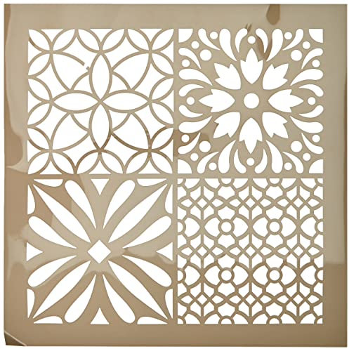 Artemio Carreau Ciment Fleurs Pochoir Home Déco -, Plastique, Multicolore, 30,5 x 0,2 x 35 cm 15030026