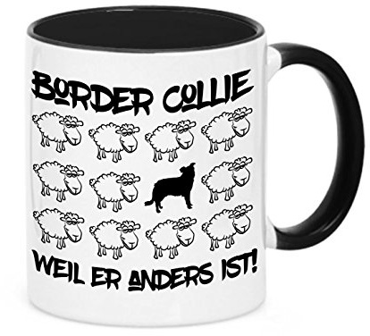 siviwonder Tasse Black Sheep - Border Collie - Hunde Fun Schaf für Kaffeetrinker Hundebesitzer Büro lustige Tasse Becher für Hunde Fans Geschenkidee für Freunde Familie