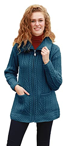 Aran Woollen Mills Strickjacke aus irischer Wolle mit Reißverschluss