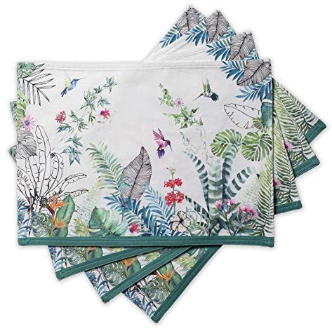 Maison d'Hermine Tischsets aus 100% Baumwolle, 4er-Set, 33 cm x 48 cm, dekorative, waschbare Tischsets für Ostern, Tischsets für Küchenpartys, Tropiques, Frühling und Sommer