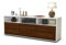 Stil.Zeit TV Schrank Lowboard Andrina, Korpus Weiss matt, Front Holz Design Walnuss (135x49x35cm), Push to Open Technik