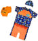 ESA Supplies Schwimmender Badeanzug für Kinder, Kleinkinder, Orange und Blau, mit Badekappe und aufblasbarem Armring - Orange - Mittel