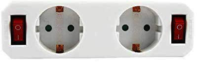 Adaptador 2 tomas con 2 interruptores,distribuidor ladron con interruptor.