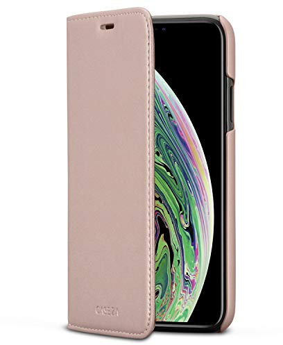 Cover iPhone XR Oro Rosa Similpelle a Libro – CASEZA Oslo Custodia Eccellente in Pelle Sintetica a Portafoglio per iPhone XR (6.1) 10R Originale - Ultra Sottile con Chiusura Magnetica