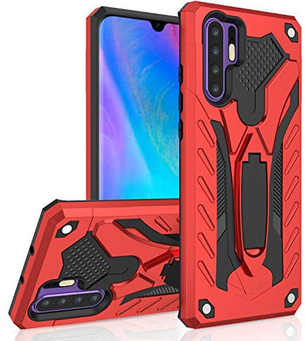MILAN NICE Coque Huawei P30 Pro en TPU Polyuréthane Antichoc Anti-Rayure avec Pied Support Intégré d’Épaisseur Moyenne (Rouge)