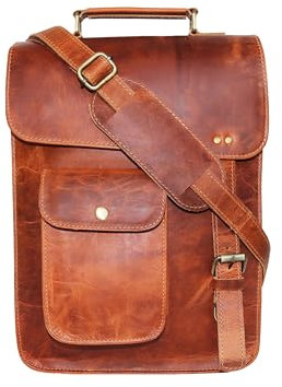 Jaald 33 cm Sacoche Fait Main Sac à bandoulière en Cuir pour iPad et Ordinateur Portable Cartable pour Voyage d'affaires Cartable pour Hommes et Femmes