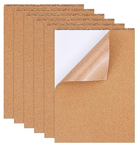 BENECREAT 8Pack Self-Adhesive Cork 21x30cm Rectangle Insulation 1mm Cork Sheets Cork Board Cork Tiles Mat for Coasters, Floors, Walls, DIY, Die Cutting, Craft Projects