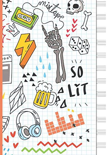 Cahier de Musique: Pages Seyès (Grands Carreaux) et 12 Portées | Grand Cahier A4 21 x 29,7 cm | Thème Coloré, Notes de Musique