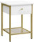 VASAGLE Nachttisch, Beistelltisch, mit Schublade und Gitterablage, für Schlafzimmer, Wohnzimmer, modern, weiß-goldfarben LET512A10