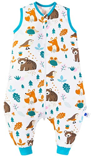 Chilsuessy Baby Schlafsack Sommer mit Füßen 0.5 Tog 100% Baumwolle Kinder Sommerschlafsack für Jungen und Mädchen, 90cm/Baby Höhe 100-110cm