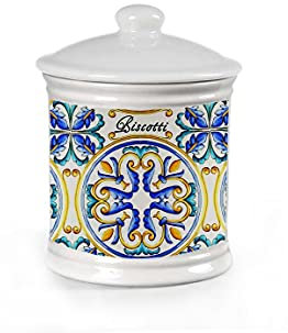 Barattolo biscottiera biscuits contenitore in ceramica 19 cm decoro terra d'amuri 817601