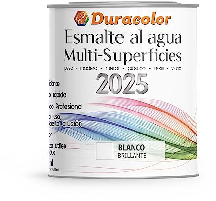 Esmalte al Agua Multi Superficie - Color Blanco - 750 ml - Acabado Brillante - Sin Olor - Resistente a Golpes, Roces y Manchas - Acción Antioxidante y de Rápido Secado - Duracolor