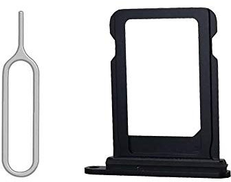 SIM-Karten-Halter Slot mit Gummi wasserdichte Dichtung Ersatz inkl. offenem Auswurfstift für iPhone 12 Mini (schwarz)