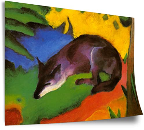 Printistico Poster Franz Marc - Fuchs (1911) Kunstdruck ohne Rahmen, Wandbild - A4, A3, A2, A1, A0, XXL - Wohnzimmer, Schlafzimmer, Küche, Deko
