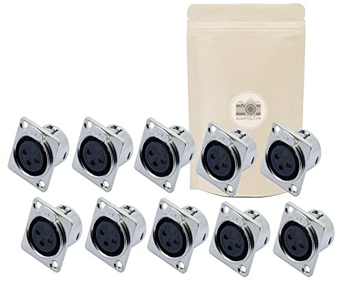 10X Embase Femelle XLR 3 Broches a souder avec verouillage Caisson Sono
