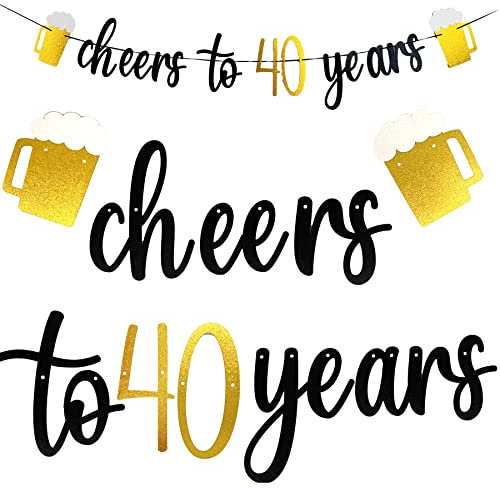 Cheers to 40 years Girlande Happy 40th Birthday Girlande Happy Birthday Banner Geburtstag Girlande Geburtstagsbanner zum Aufhängen für Geburtstag Hochzeit Jubiläum Party Deko Hängedeko für Taufe Party