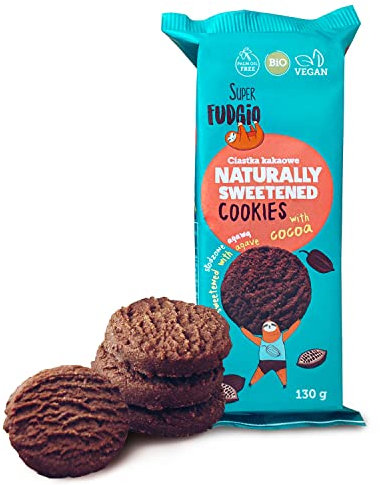 SUPER FUDGiO Organic Kakao Kekse | BIO Vegane Cookies natürlich gesüßt mit Agave - ohne Palmöl | gesundes Naschen | Geschmack: Kakao