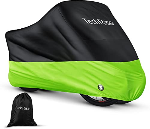TechRise Fahrradabdeckung für 2 Fahrräder, Fahrradschutzhülle Wasserdichte aus 210D Oxford, Fahrradgarage mit SchlossLöchern & Beutel 220 x 110 x 95 CM, Fahrrad/Roller/Motorrad Abdeckplane (Orange)