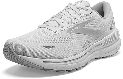 Brooks Damen Adrenaline GTS 23 Sneaker, White Oyster Silver, 41 EU