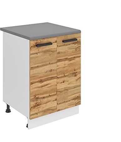 BELINI Meuble Bas de Cuisine avec Plan de Travail SD15 - 51,6 x 60 x 85 cm - 2 Portes - Chêne Wotan